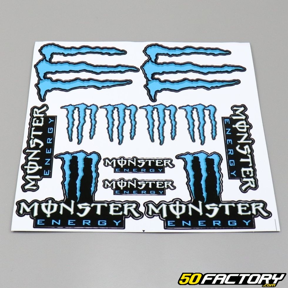 Aufkleberset Monster 30x30cm blau - Motorrad- und Rollerteil
