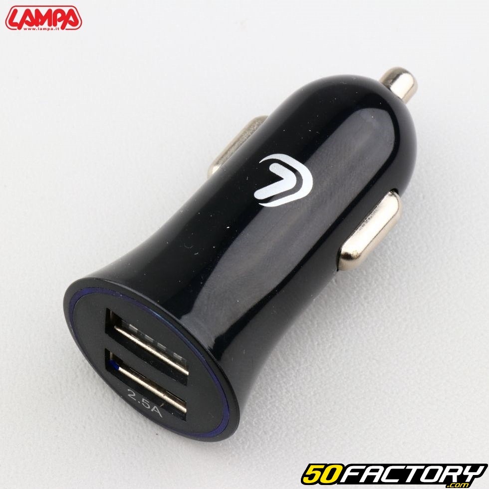 USB-Stecker mit Anschluss für Zigarettenanzünder Lampa 2 schwarzer USB